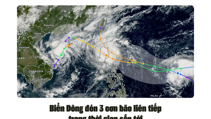 Biển Đông đón 3 cơn bão liên tiếp trong thời gian sắp tới