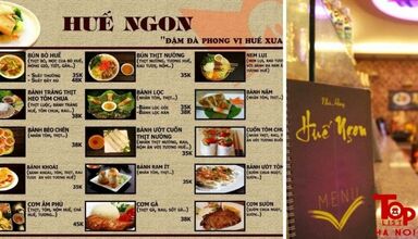 Thực đơn của nhà hàng Huế ngon