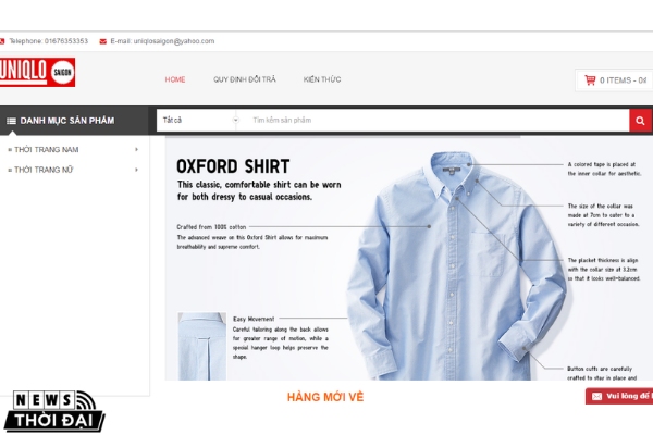 Website của Uniqlo Sài Gòn