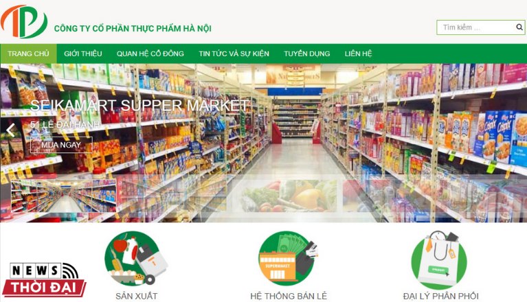 Website của Công ty Thực Phẩm Hà Nội