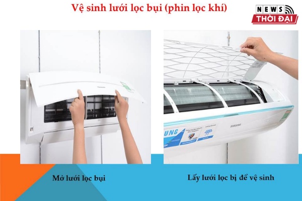 Gia Tuấn sẽ vệ sinh lưới lọc để loại bỏ bụi bẩn