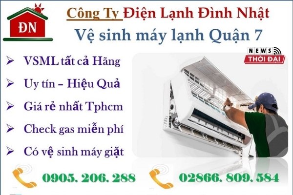 Hotline của vệ sinh máy lạnh quận 7 ở Điện lạnh Đình Nhật